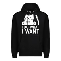 Black i do what i want cat giving a finger funny middle finger rude graphic Premium Hoodie - linhVisuals