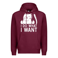 Burgundy i do what i want cat giving a finger funny middle finger rude graphic Premium Hoodie - linhVisuals