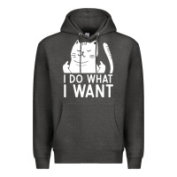 Charcoal Heather i do what i want cat giving a finger funny middle finger rude graphic Premium Hoodie - linhVisuals