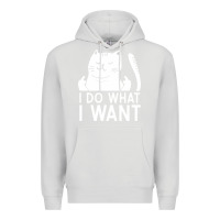Dove Grey i do what i want cat giving a finger funny middle finger rude graphic Premium Hoodie - linhVisuals