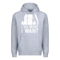 Heather Grey i do what i want cat giving a finger funny middle finger rude graphic Premium Hoodie - linhVisuals
