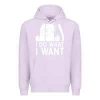 Lilac i do what i want cat giving a finger funny middle finger rude graphic Premium Hoodie - linhVisuals
