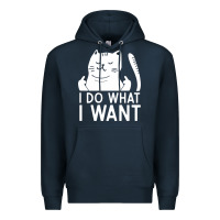 I Do What I Want Cat Giving A Finger Funny Middle Finger Rude Graphic Premium Hoodie | Teevron