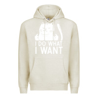 Oatmeal Heather i do what i want cat giving a finger funny middle finger rude graphic Premium Hoodie - linhVisuals