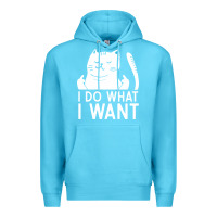 Ocean Blue i do what i want cat giving a finger funny middle finger rude graphic Premium Hoodie - linhVisuals