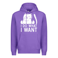 Purple i do what i want cat giving a finger funny middle finger rude graphic Premium Hoodie - linhVisuals