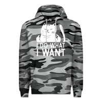 Slate Camo i do what i want cat giving a finger funny middle finger rude graphic Premium Hoodie - linhVisuals