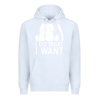 White i do what i want cat giving a finger funny middle finger rude graphic Premium Hoodie - linhVisuals