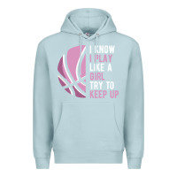 Blue Mist i know i play basketball like a girl try to keep up funny gift for gir Premium Hoodie - linhVisuals