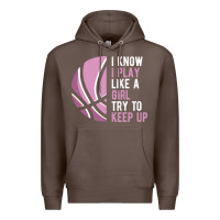 Coffee i know i play basketball like a girl try to keep up funny gift for gir Premium Hoodie - linhVisuals