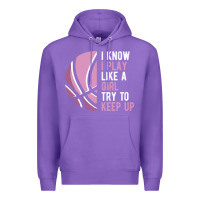 Purple i know i play basketball like a girl try to keep up funny gift for gir Premium Hoodie - linhVisuals
