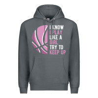 Rock i know i play basketball like a girl try to keep up funny gift for gir Premium Hoodie - linhVisuals