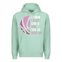 Seafoam i know i play basketball like a girl try to keep up funny gift for gir Premium Hoodie - linhVisuals