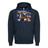 Navy Red White Moo Heifers Zipper Hoodie - RanaPortraitStore