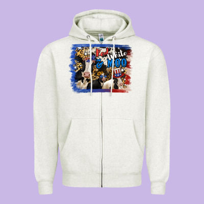Red White Moo Heifers Zipper Hoodie Designed By Ranaportraitstore