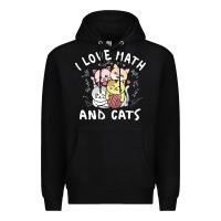 Black i love math and cats mountain heart mathematics lover gifts cute and f Premium Hoodie - linhVisuals