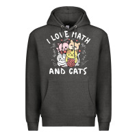 Charcoal Heather i love math and cats mountain heart mathematics lover gifts cute and f Premium Hoodie - linhVisuals