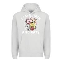 Dove Grey i love math and cats mountain heart mathematics lover gifts cute and f Premium Hoodie - linhVisuals
