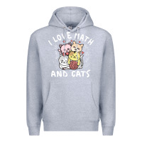 Heather Grey i love math and cats mountain heart mathematics lover gifts cute and f Premium Hoodie - linhVisuals