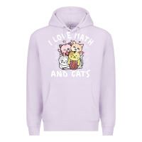 Lilac i love math and cats mountain heart mathematics lover gifts cute and f Premium Hoodie - linhVisuals