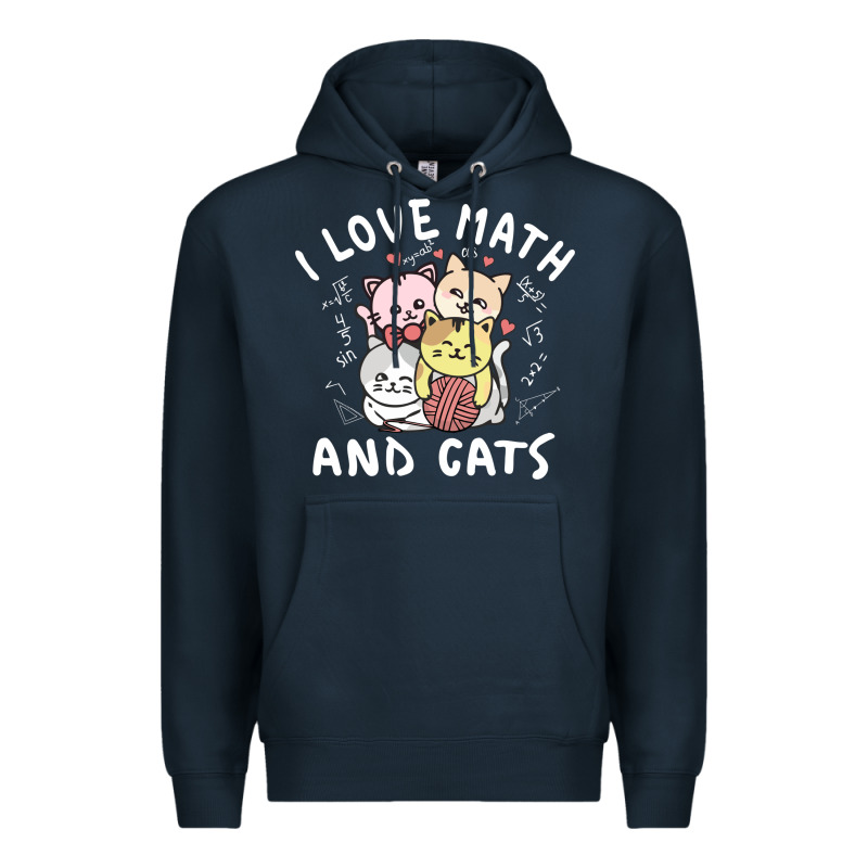 I Love Math And Cats Mountain Heart Mathematics Lover Gifts Cute And F Premium Hoodie by linhVisuals | Teevron