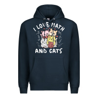 Navy i love math and cats mountain heart mathematics lover gifts cute and f Premium Hoodie - linhVisuals