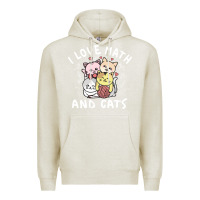 Oatmeal Heather i love math and cats mountain heart mathematics lover gifts cute and f Premium Hoodie - linhVisuals