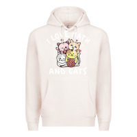Pale Pink i love math and cats mountain heart mathematics lover gifts cute and f Premium Hoodie - linhVisuals