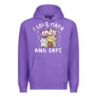 Purple i love math and cats mountain heart mathematics lover gifts cute and f Premium Hoodie - linhVisuals