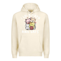 Tofu i love math and cats mountain heart mathematics lover gifts cute and f Premium Hoodie - linhVisuals