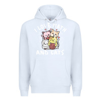 White i love math and cats mountain heart mathematics lover gifts cute and f Premium Hoodie - linhVisuals