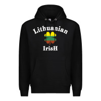 Black lucky lithuanian irish flag shamrock leaf st patricks day Premium Hoodie - linhVisuals