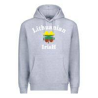Heather Grey lucky lithuanian irish flag shamrock leaf st patricks day Premium Hoodie - linhVisuals