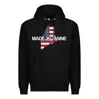 Black made in maine american flag funny patriotic state lover gift Premium Hoodie - linhVisuals