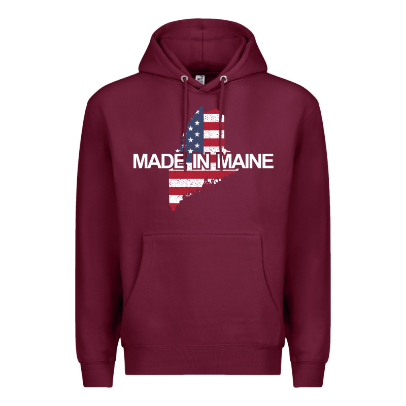 Made In Maine American Flag Funny Patriotic State Lover Gift Premium Hoodie by linhVisuals | Teevron
