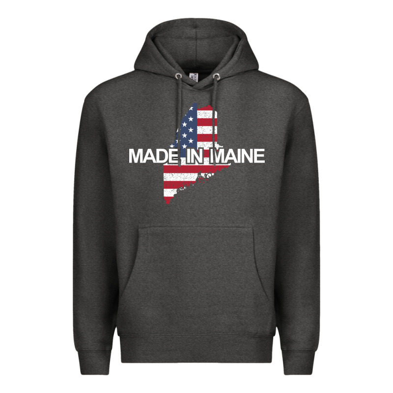 Made In Maine American Flag Funny Patriotic State Lover Gift Premium Hoodie by linhVisuals | Teevron