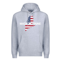 Heather Grey made in maine american flag funny patriotic state lover gift Premium Hoodie - linhVisuals