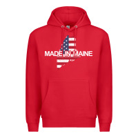 Red made in maine american flag funny patriotic state lover gift Premium Hoodie - linhVisuals
