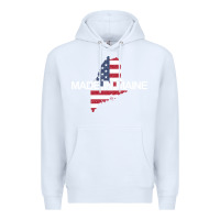 White made in maine american flag funny patriotic state lover gift Premium Hoodie - linhVisuals
