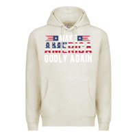 Oatmeal Heather make america godly again american flag letters christian quote Premium Hoodie - linhVisuals