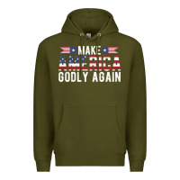 Army Green make america godly again american flag letters christian quote Premium Hoodie - linhVisuals