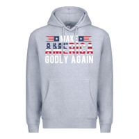 Heather Grey make america godly again american flag letters christian quote Premium Hoodie - linhVisuals