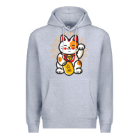 Heather Grey maneki neko lucky cat money feline japanese good luck charm kitten gif Premium Hoodie - linhVisuals