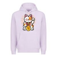 Lilac maneki neko lucky cat money feline japanese good luck charm kitten gif Premium Hoodie - linhVisuals