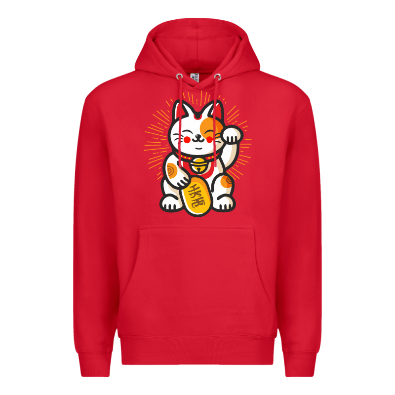 Maneki Neko Lucky Cat Money Feline Japanese Good Luck Charm Kitten Gif Premium Hoodie by linhVisuals | Teevron