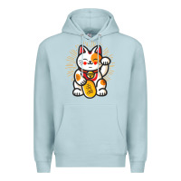 Blue Mist maneki neko lucky cat money feline japanese good luck charm kitten gif Premium Hoodie - linhVisuals