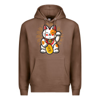 Chestnut maneki neko lucky cat money feline japanese good luck charm kitten gif Premium Hoodie - linhVisuals