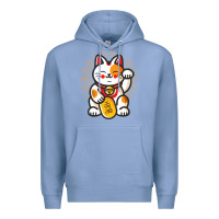 Colony Blue maneki neko lucky cat money feline japanese good luck charm kitten gif Premium Hoodie - linhVisuals