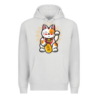 Dove Grey maneki neko lucky cat money feline japanese good luck charm kitten gif Premium Hoodie - linhVisuals