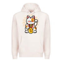 Pale Pink maneki neko lucky cat money feline japanese good luck charm kitten gif Premium Hoodie - linhVisuals